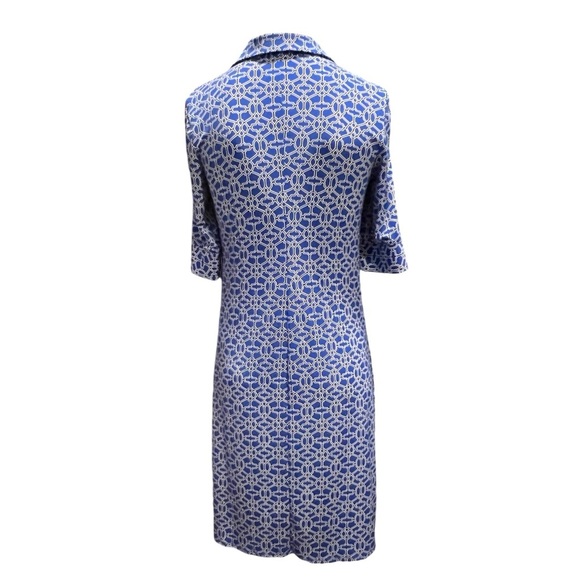 Laundry by Shelli Segal Tile Print Dress Size 4Navy White Geometric Navy Modest - Picture 8 of 11